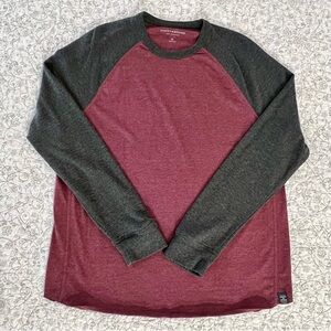 Lucky Brand Burgundy & Charcoal Raglan XL Tee Casual Sporty Baseball Athletic